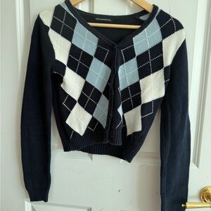 Brandy Melville Navy Argyle Sweater